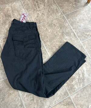 S.W.A.K. Black Pinstripe Y2K Grunge Denim Jeans with Flap Back Pockets